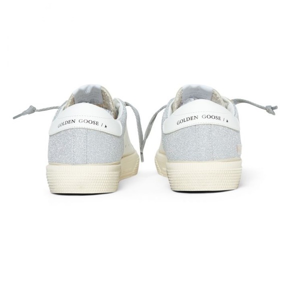 GOLDEN GOOSE May Superstar Silver Glitter Leather Sneakers BRAND NEW - Picture 9 of 15
